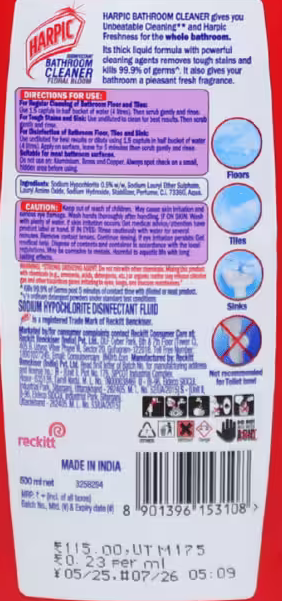 Bathroom Cleaner Harpic Floral Bloom Basket Deliveries