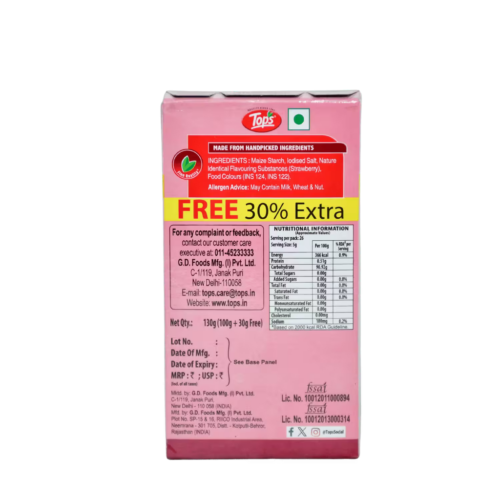 Custard Powder Strawberry Flavour Tops Basket Deliveries