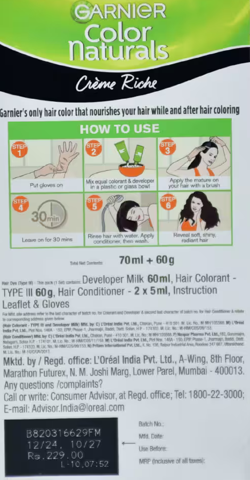 Garnier Color Natural Black 1 Basket Deliveries