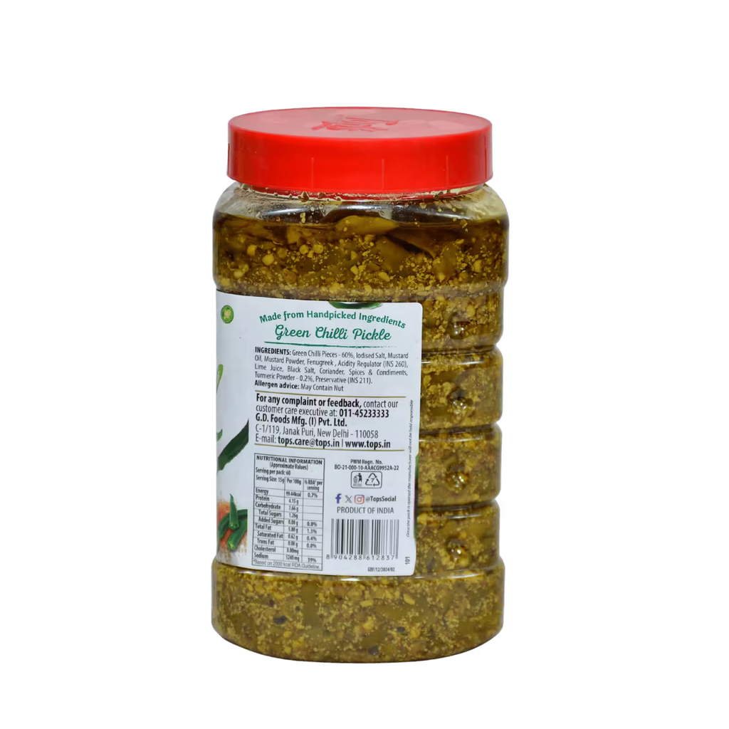Gold Green Chilli Pickle Tops Basket Deliveries