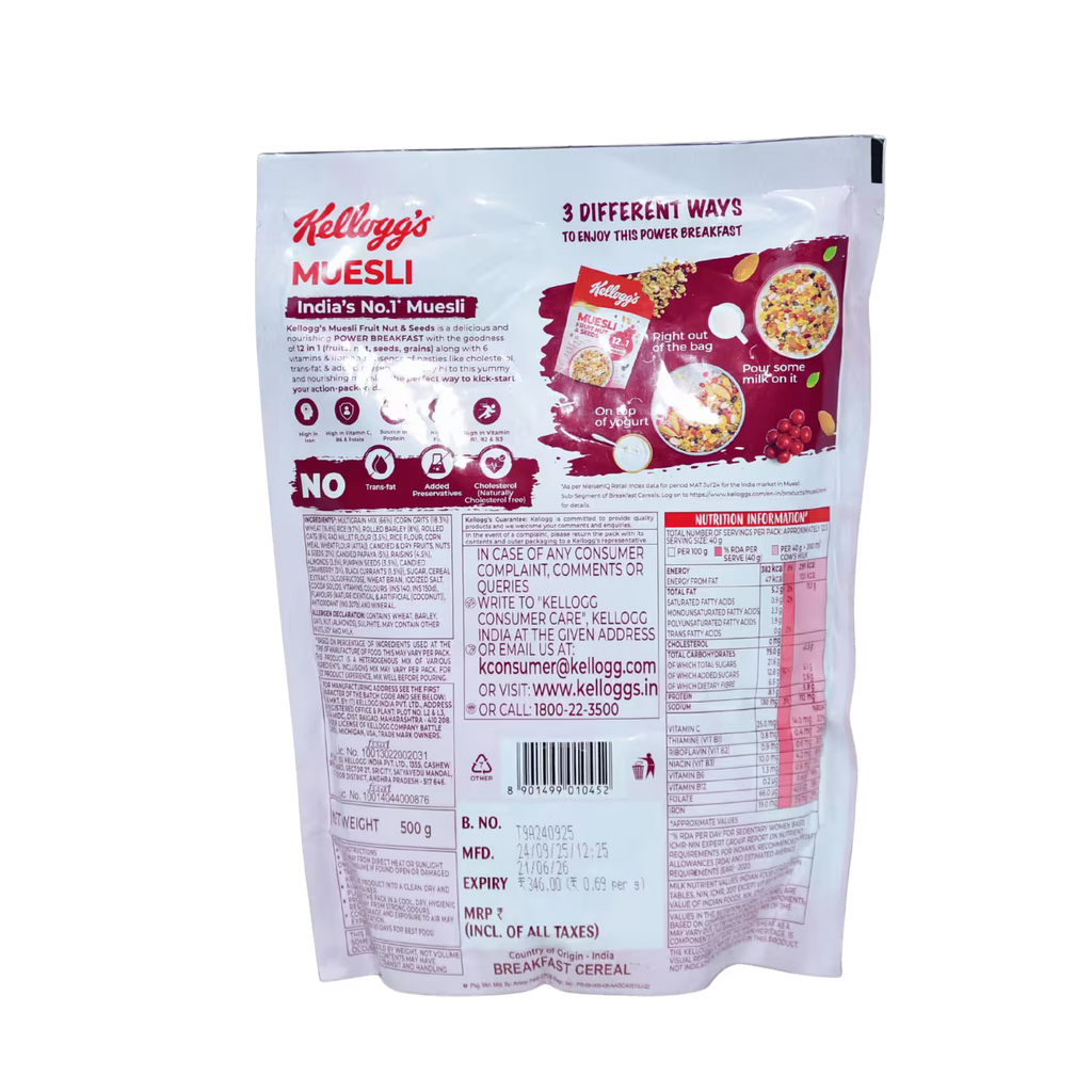 Muesli Fruit Nut and Seeds Kelloggs Basket Deliveries