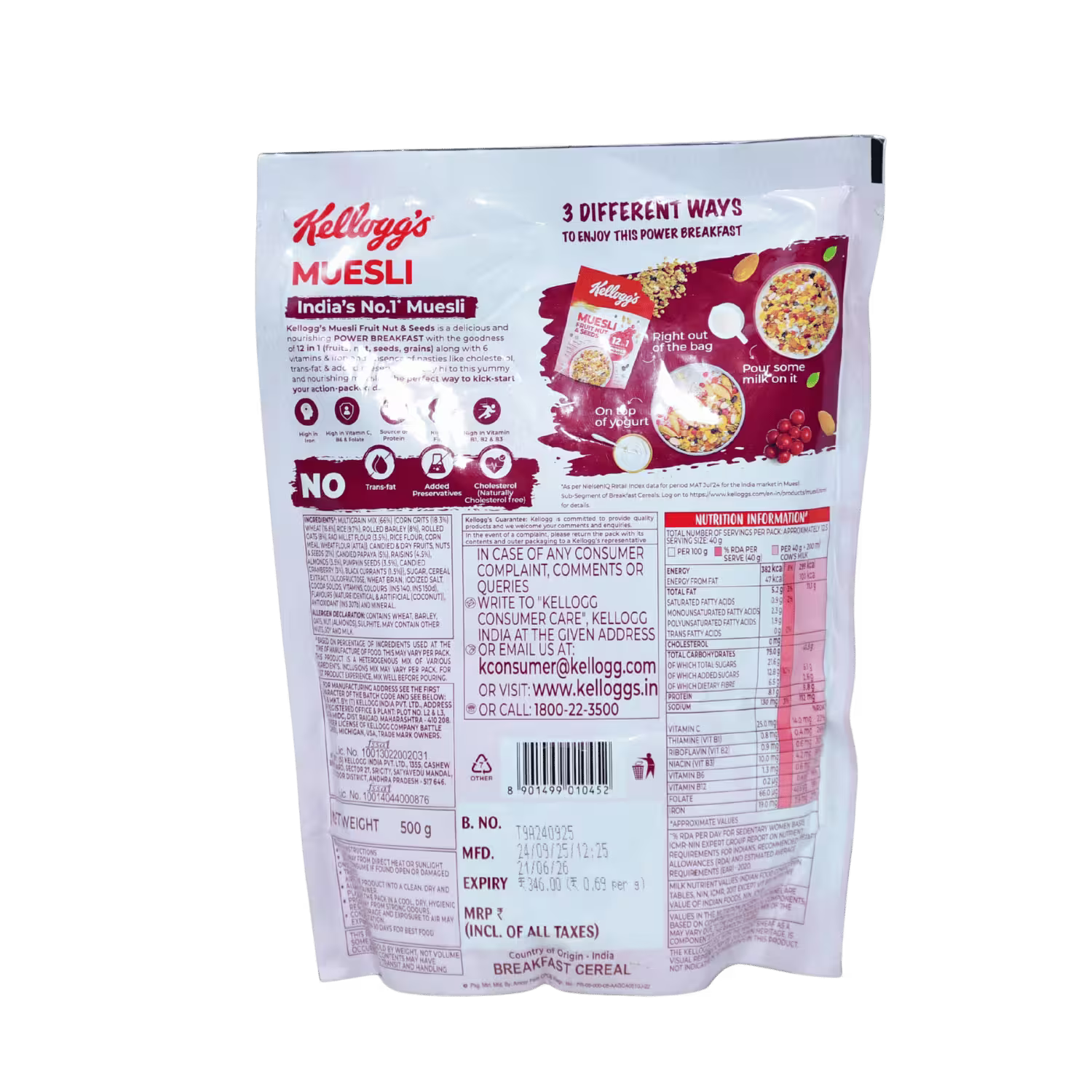 Muesli Fruit Nut and Seeds Kelloggs Basket Deliveries