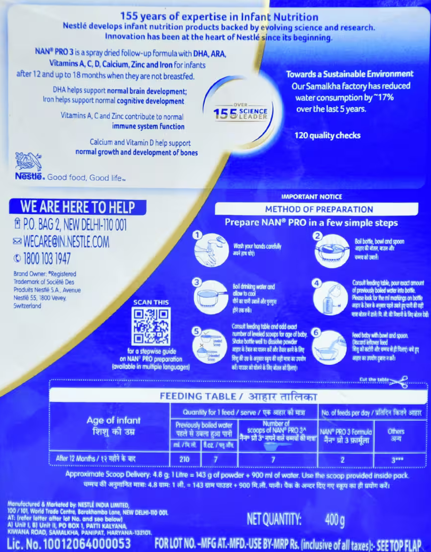 NAN Pro Formula Powder Stage 3 Nestle Basket Deliveries