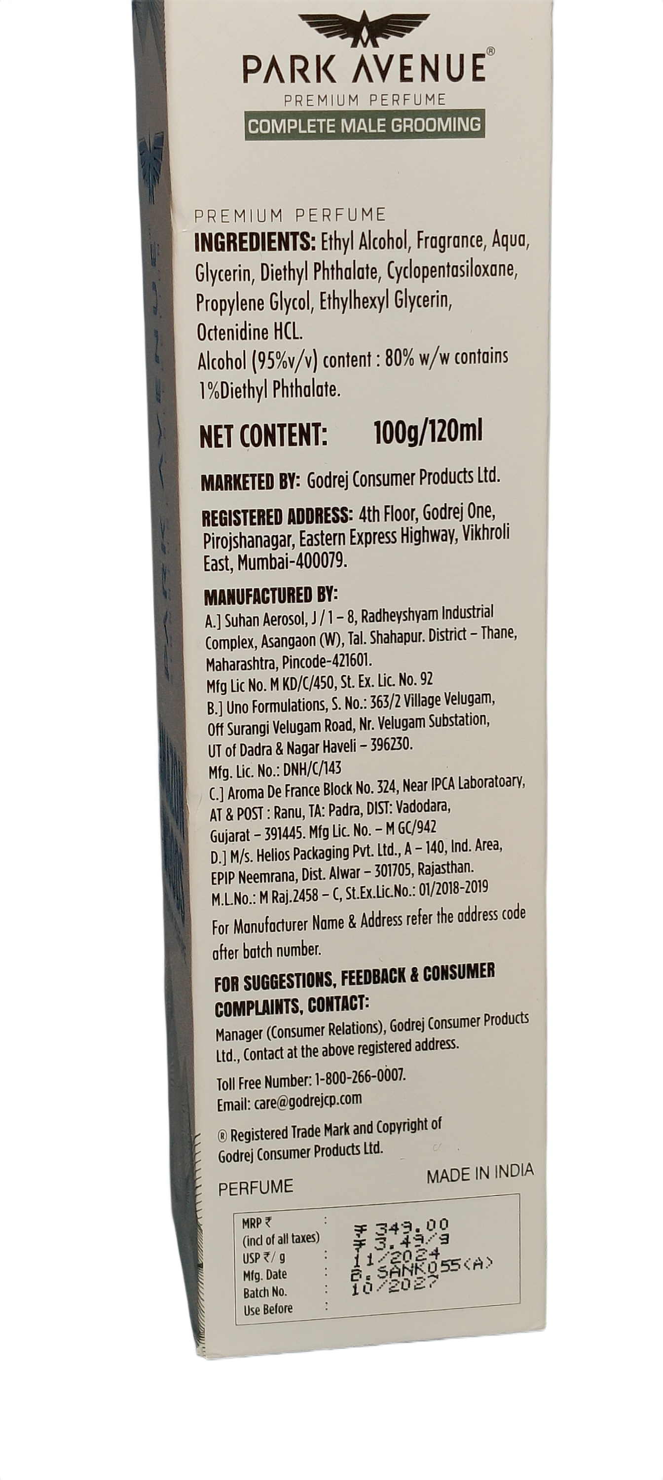 PARK AVENUE Signature collection AMAZON WOODS PREMIUM PERFUME Basket Deliveries