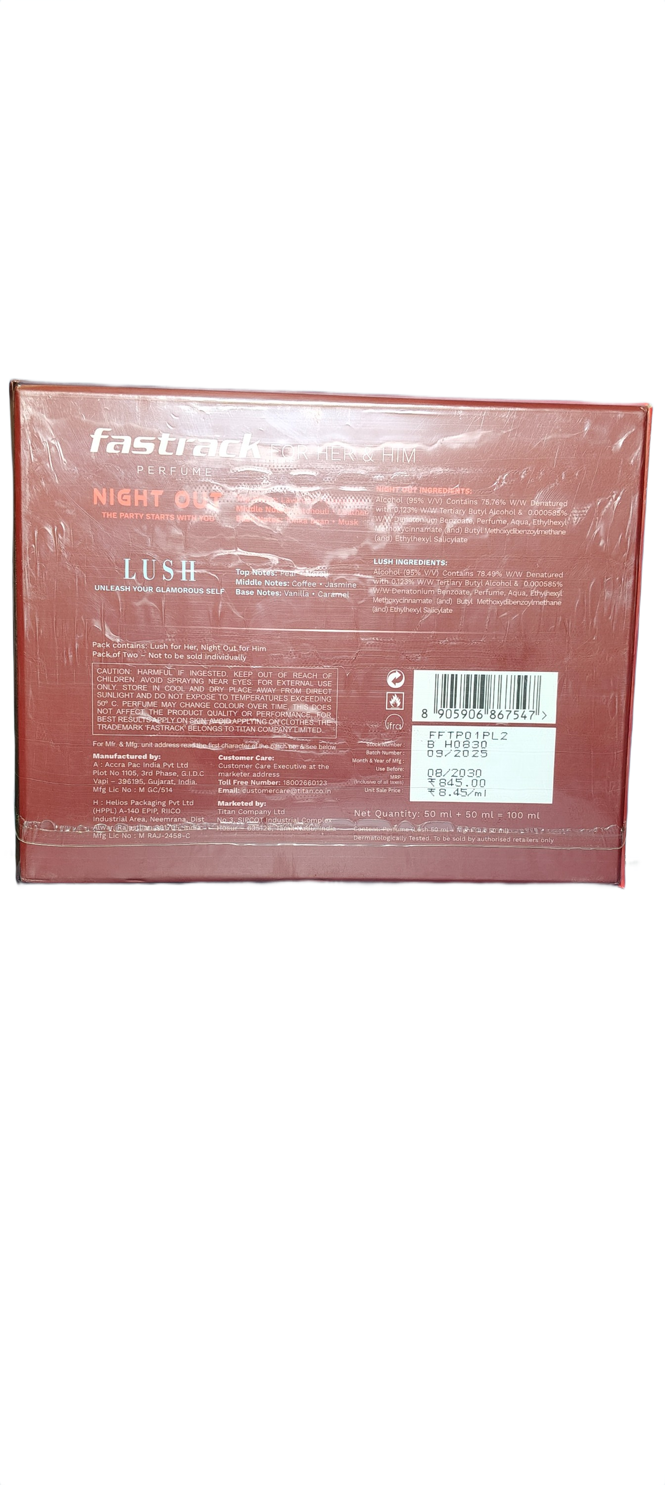 FASTRACK PERFUME FOR HIM & HER Basket Deliveries