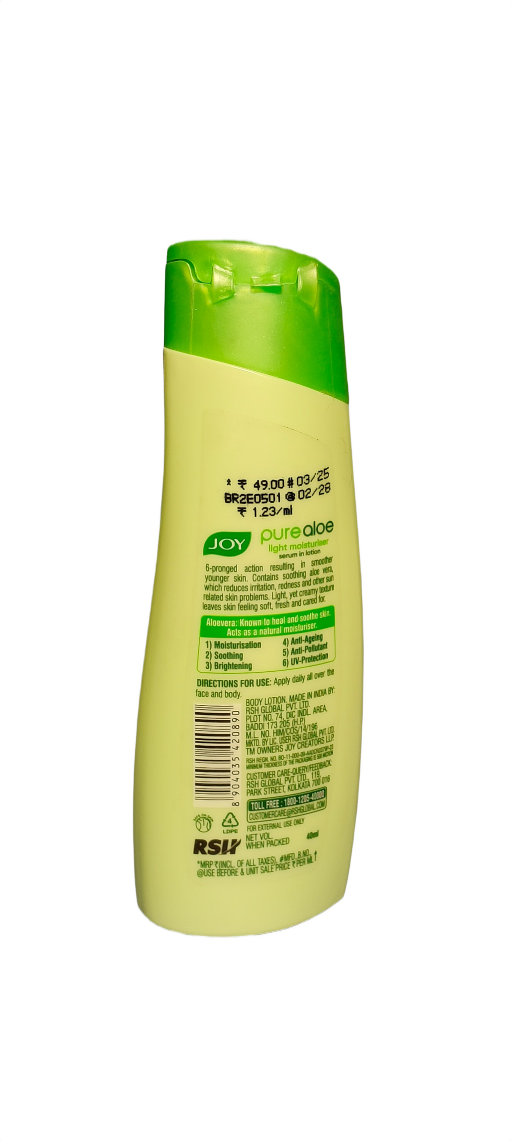 JOY PURE aloe Light moisturizer serum in lotion 48h moisture Basket Deliveries