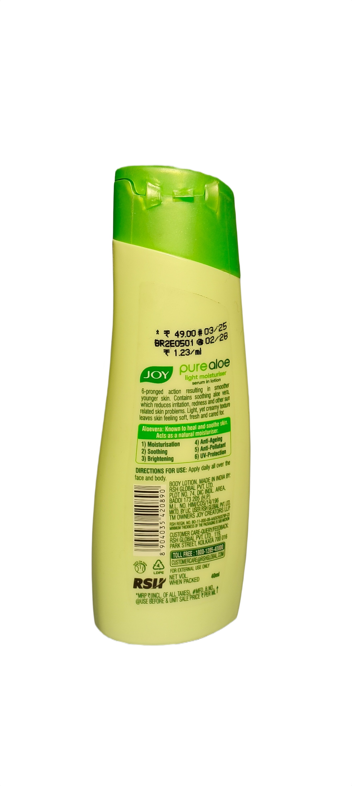 JOY PURE aloe Light moisturizer serum in lotion 48h moisture Basket Deliveries