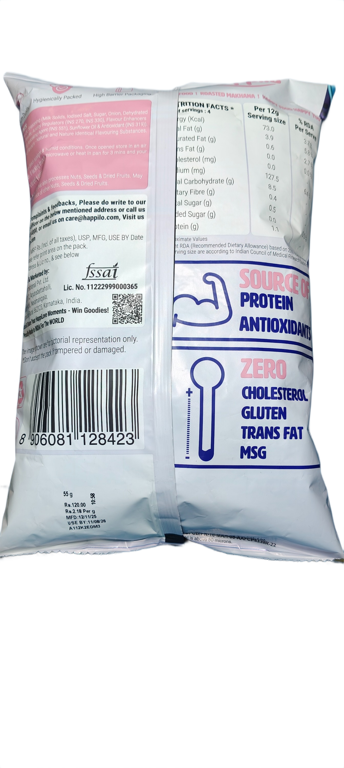 HAPPILO CREAM AND ONION MAKHANA  HIGH PROTEIN FOX NUTS Basket Deliveries