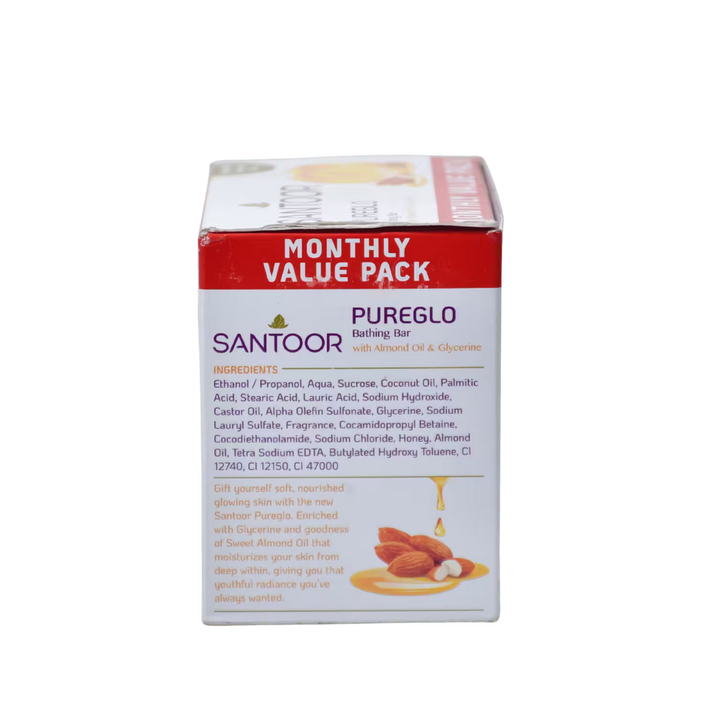 Santoor Pureglo Bathing Bar Almond Oil and Glycerine Basket Deliveries