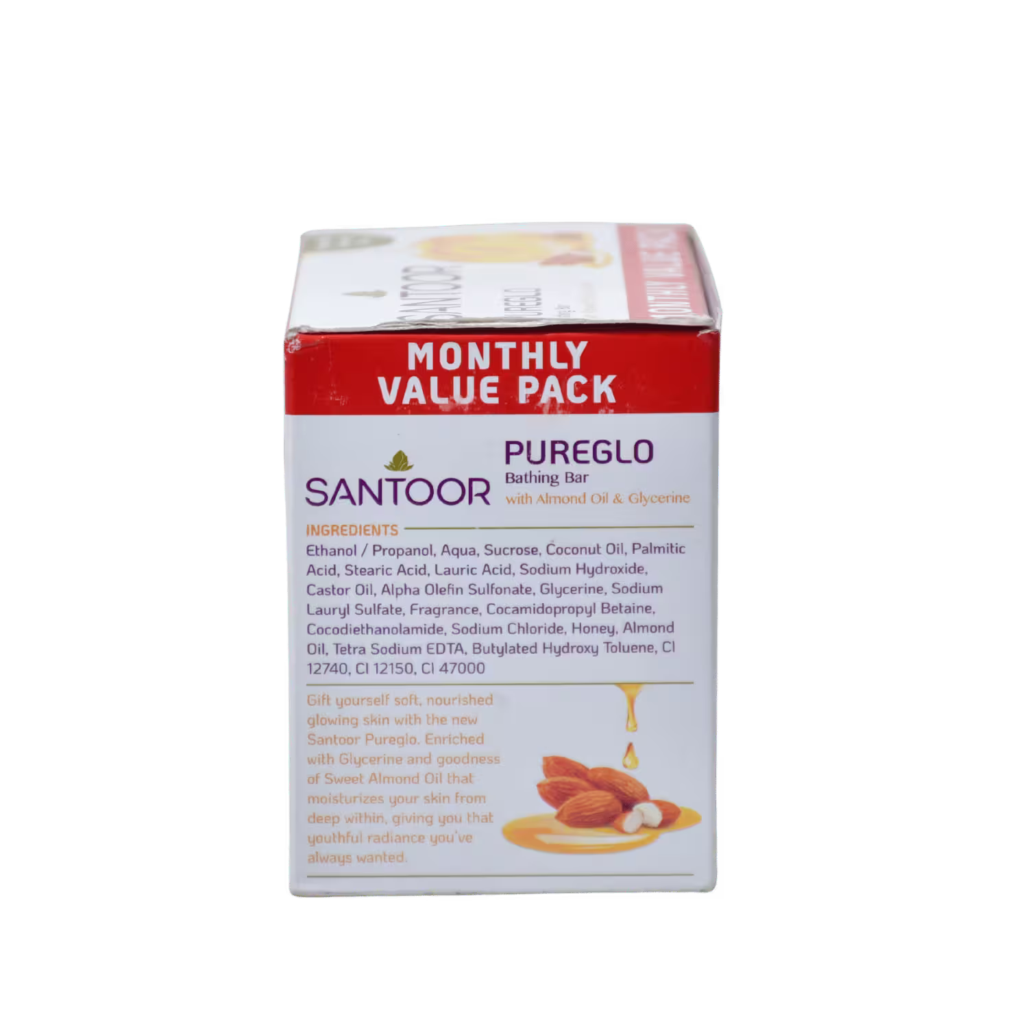 Santoor Pureglo Bathing Bar Almond Oil and Glycerine Basket Deliveries