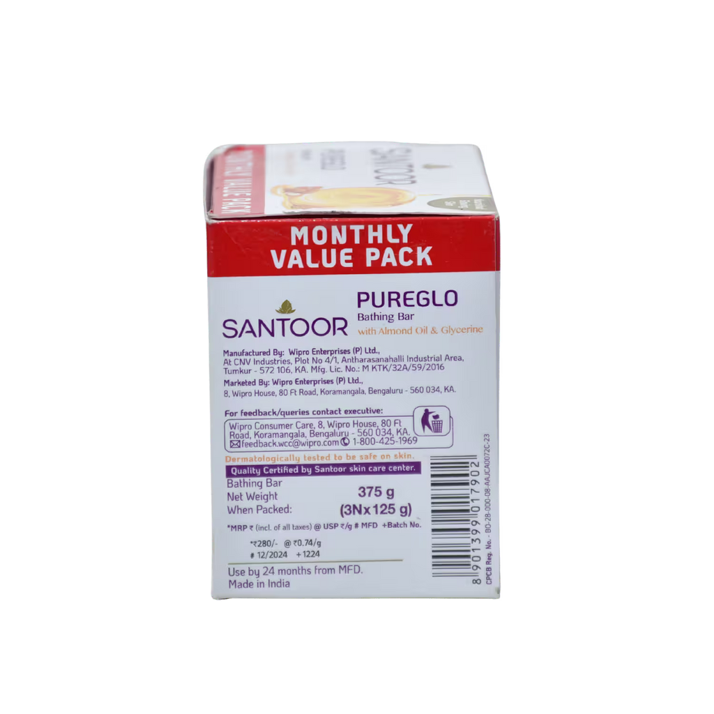Santoor Pureglo Bathing Bar Almond Oil and Glycerine Basket Deliveries